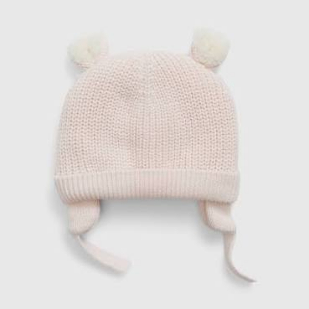New GAP Baby Sherpa-Lined Cable-Knit Bear Beanie with Ear Flaps and Chin Strap